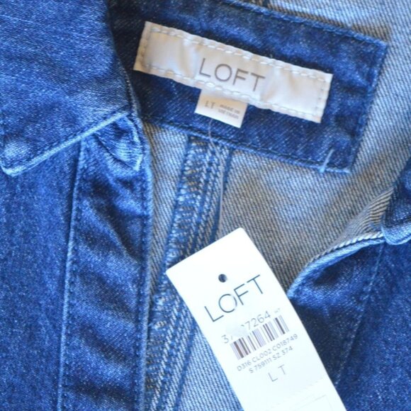 New Loft Denim Pocket Mini Dress Blue Women Size Large Tall Western Cowgirl Boho - Picture 6 of 10